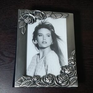 Photo Book Album with Silver Frame in front with 3D Roses around front of frame